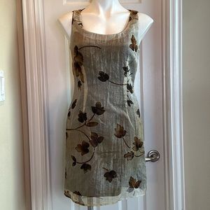 Vintage Tessuto Brown Floral Mini Dress